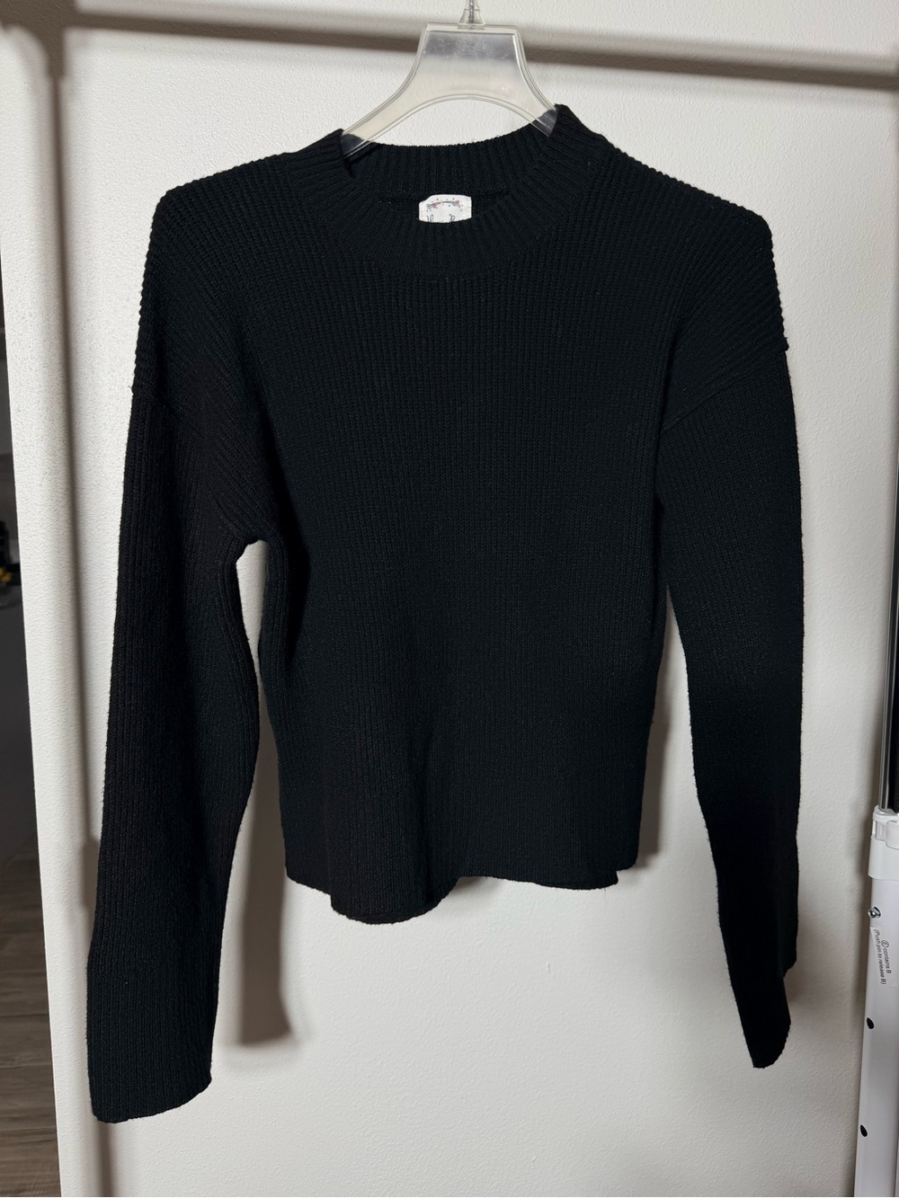 Hippie Rose Black Knit Crewneck Sweater